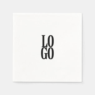 Company or Business Custom  Logo on White Napkin