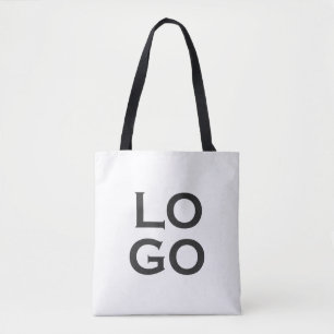Company or Business Custom  Logo on White Tote Bag