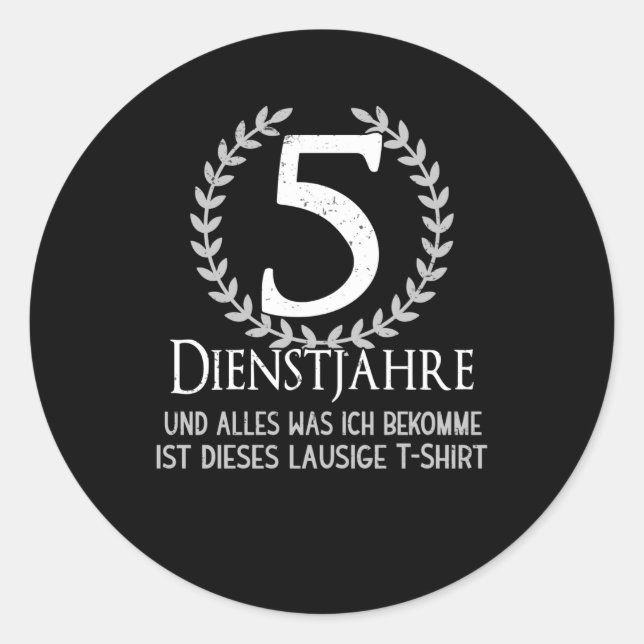 Company Party Employees 5 Year Company Anniversary Classic Round Sticker (Front)