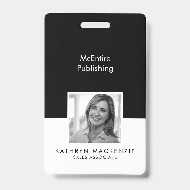 Company Photo Black and White Vertical Badge (Front)