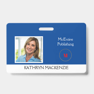 Company Photo Blue Logo Personalize Name Badge