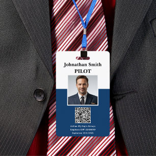 Company Photo ID Airline Pilot Security ID QR Code Badge