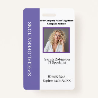 Company Photo ID badge with Barcode