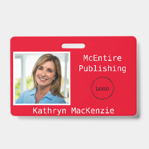 Company Photo Red Logo Name Badge