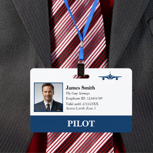 Company Photo Security ID Airline Pilot QR Code Badge