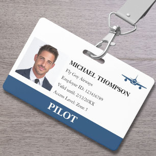 Company Photo Security ID Aviation Airline Pilot Badge