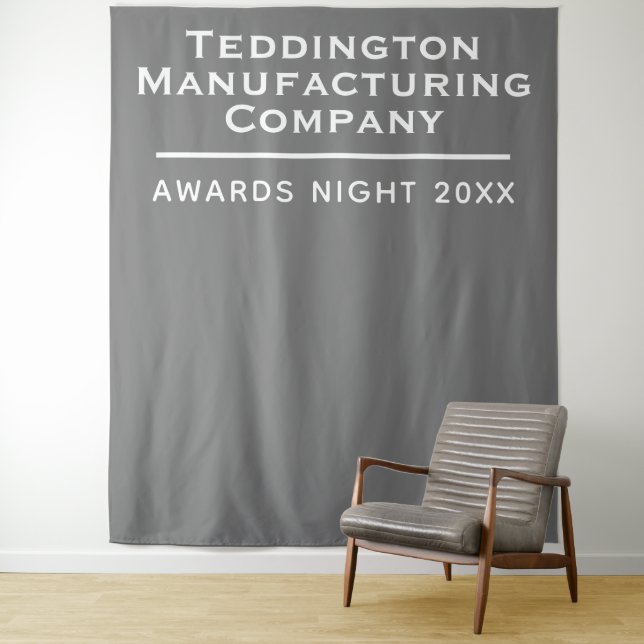 Company Presentation Awards Backdrop in Grey Tapestry (In Situ)