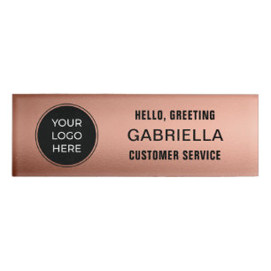 Company Rose Gold Logo Employee Name Tag