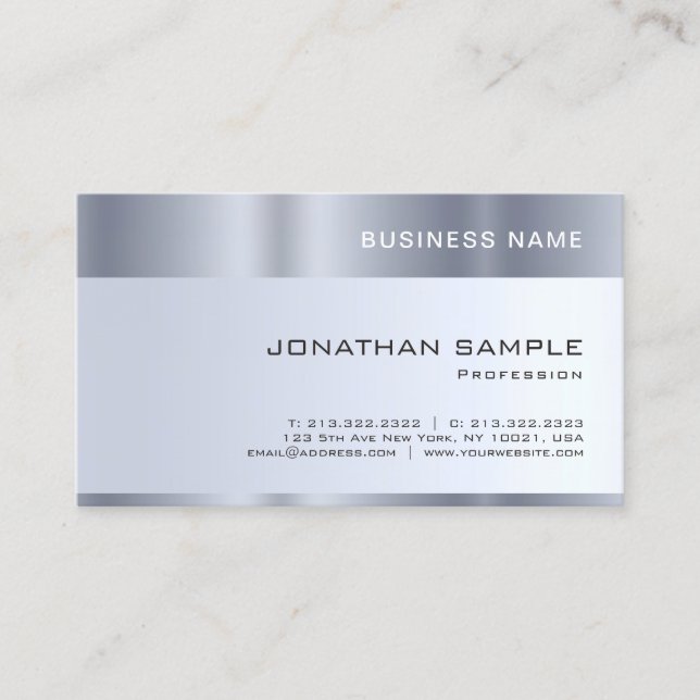 Company Simple Template Silver Create Your Own Business Card (Front)