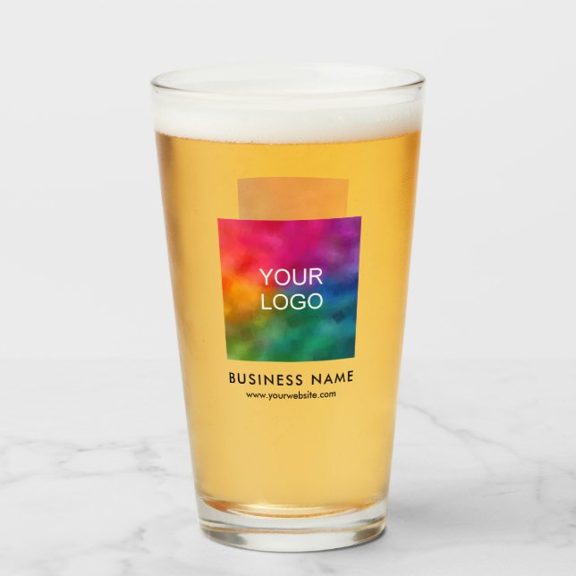 Company Small Business Logo Here Template Beer Glass (Front Filled)