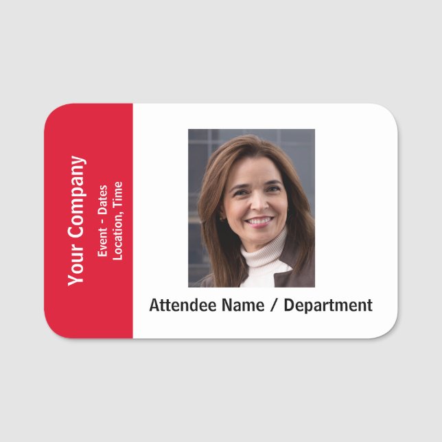 Company Special Event Name Tag Badge with Photo (Front)