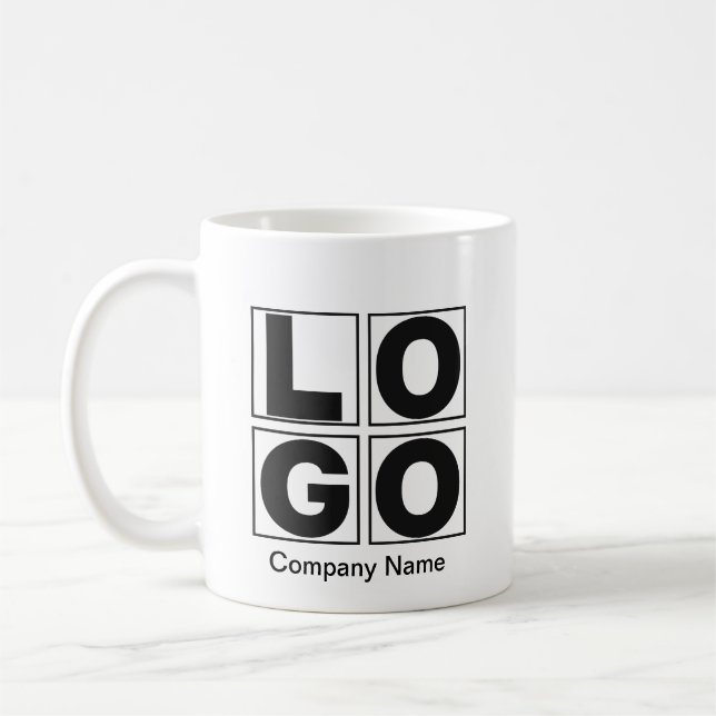 Company Square Logo and Business Name Coffee Mug (Left)