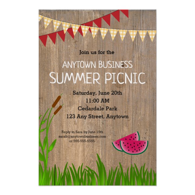 Company Summer Picnic Rustic Invitation Poster (Front)