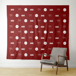 Company White Sponsor logos Media wall Red Tapestry