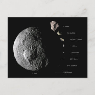 Comparative Size Chart of Nine Asteroids Postcard