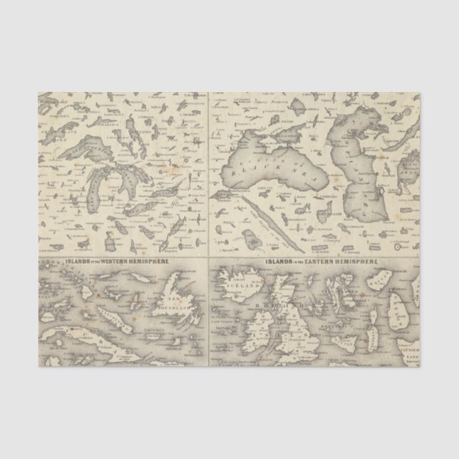 Comparative Size of Lakes and Islands Tissue Paper (Front)
