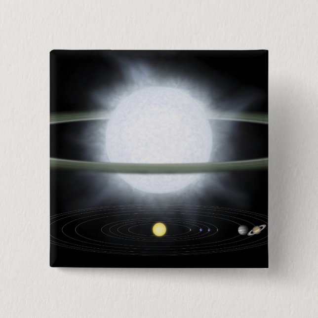 Comparison of the size of a hypergiant star 2 inch square button (Front)