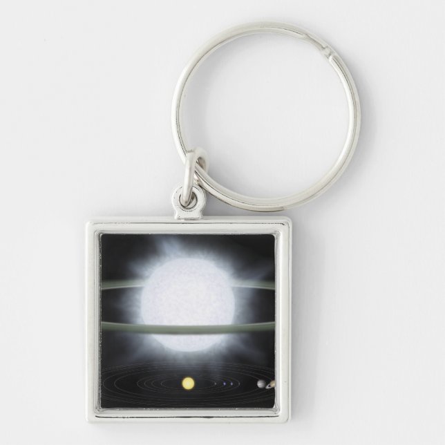 Comparison of the size of a hypergiant star keychain (Front)