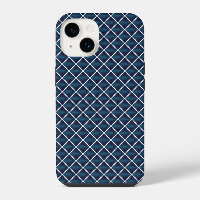 Compartment Design Rounded Blue iPhone Case (Back)