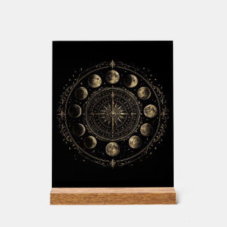 Compas des phases lunaires vintage sur toile