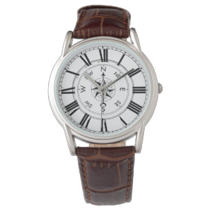 Compas, Thème Nautique Montre En Cuir Brown