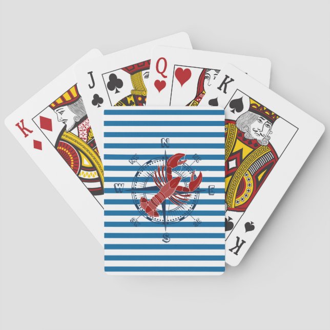 Compass and Lobster Blue and White Stripe Cards (Back)
