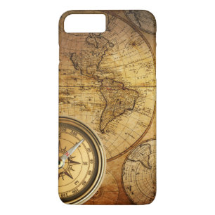 Compass and Map iPhone 7 Plus, Barely There Case-Mate iPhone Case