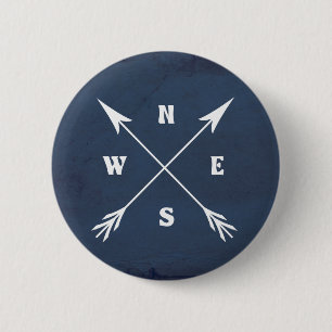 Compass arrows 2 inch round button