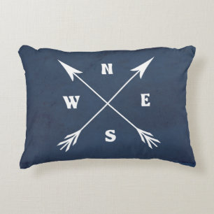 Compass arrows decorative pillow