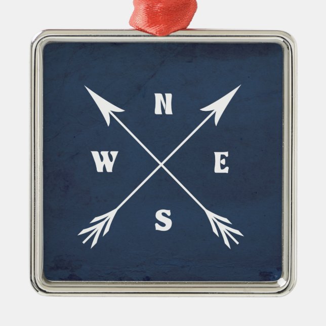 Compass arrows metal ornament (Front)