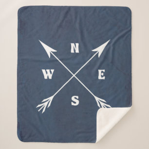 Compass arrows sherpa blanket