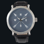 Compass arrows watch<br><div class="desc">Compass illustration with arrows and north,  east,  south,  west decoration on blue grunge background</div>