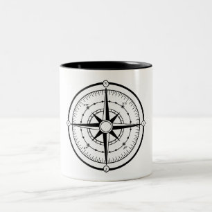 Compass BW Two-Tone Coffee Mug