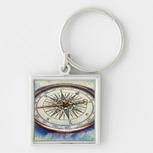 Compass Clouds Keychain