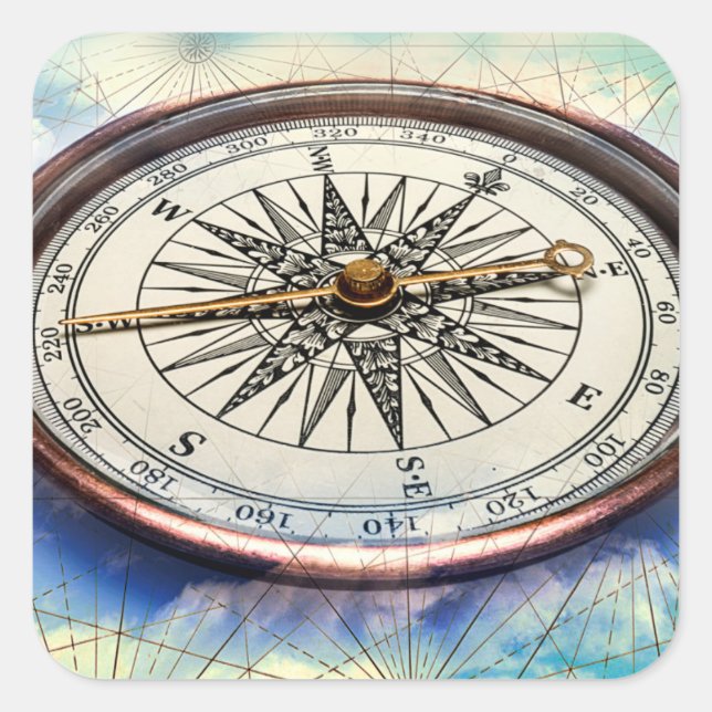Compass Clouds Square Sticker (Front)