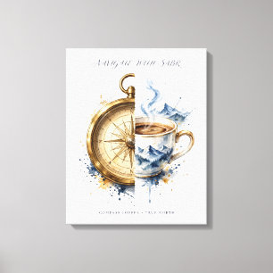 Compass Coffee Mountain Canvas Wall Art