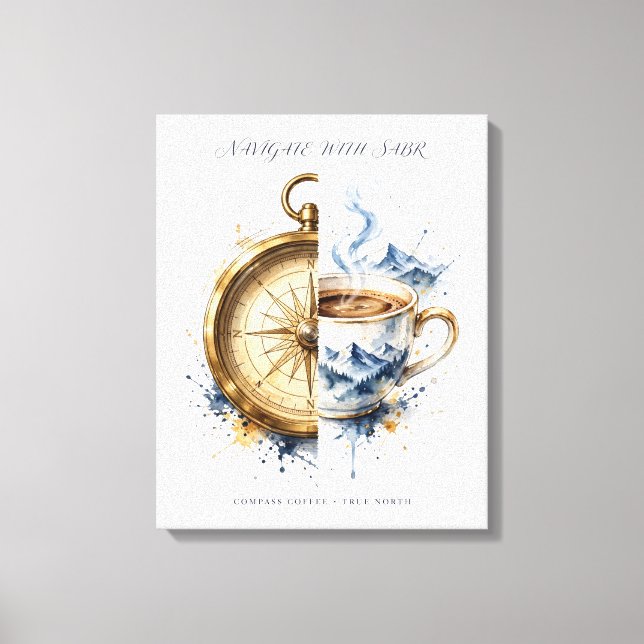 Compass Coffee Mountain Canvas Wall Art (Front)