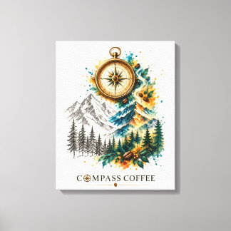 Compass Coffee Mountain Landscape Wall Art