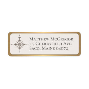 Compass Custom Return Address GOLD Rounded Border