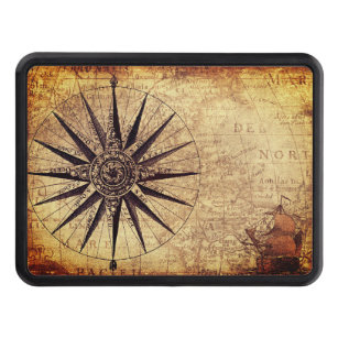 Compass Discovery Age World Map Vintage Trailer Hitch Cover
