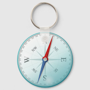 Compass East North South West Compass Rose Keychain