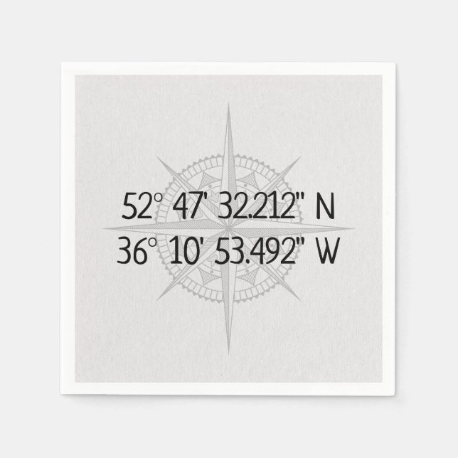 Compass GPS Home Coordinates  Napkin (Front)