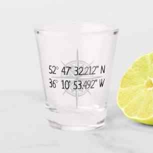 Compass GPS Home Coordinates Shot Glass