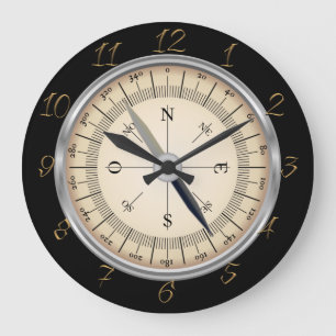 Compass Large Clock