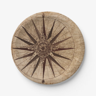 Compass Map Paper Plate