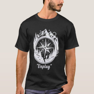 Compass Mountains Hiker, Unplug Nature Adventure, T-Shirt