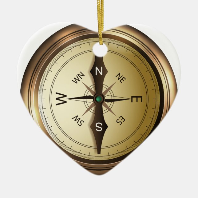 compass north south east wes ceramic ornament (Front)