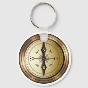 compass north south east wes keychain