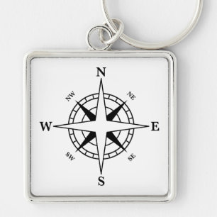 Compass North South East West Direction Travel Fun Keychain
