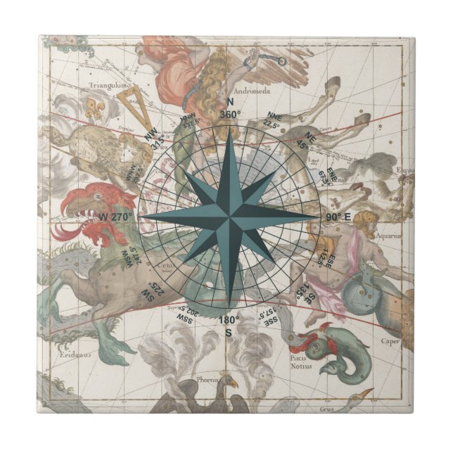 Compass on an Ancient Map Tile (Front)